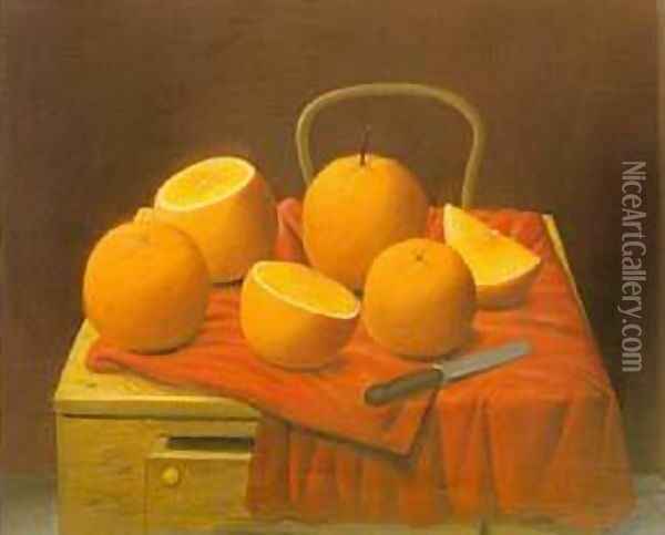 Oranges 1988 Oil Painting - Fernando Botero