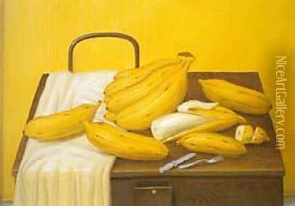 Still Life with Bananas 1990 Oil Painting - Fernando Botero