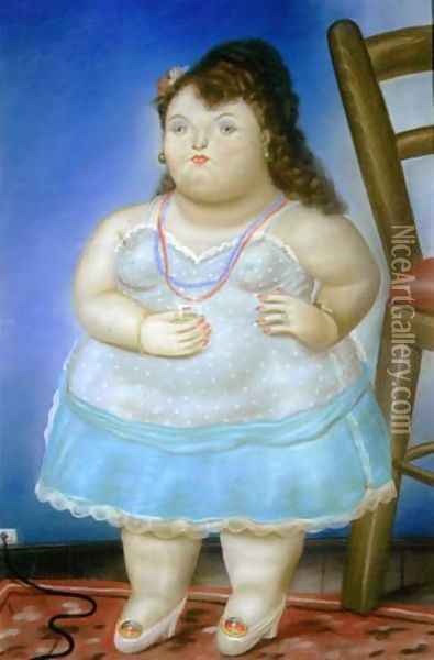 Small Woman Oil Painting - Fernando Botero