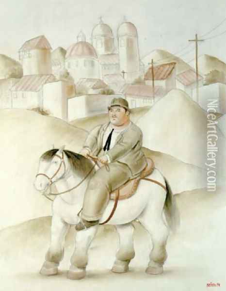 Hombre a cavallo Oil Painting - Fernando Botero