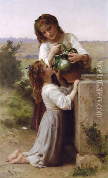 A la Fontaine (At the Fountain) Oil Painting - William-Adolphe Bouguereau
