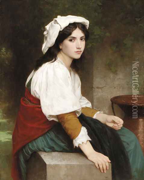 Italienne a la fontaine Oil Painting - William-Adolphe Bouguereau