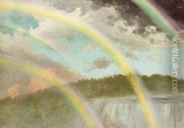 Four Rainbows Over Niagara Falls Oil Painting - Albert Bierstadt