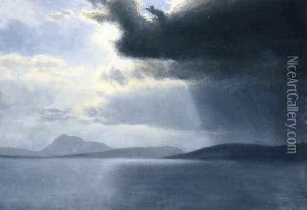 Approaching Thunderstorm On The Hudson River Oil Painting - Albert Bierstadt