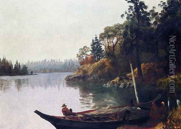 Salmon Fishing on the Northwest Coast Oil Painting - Albert Bierstadt