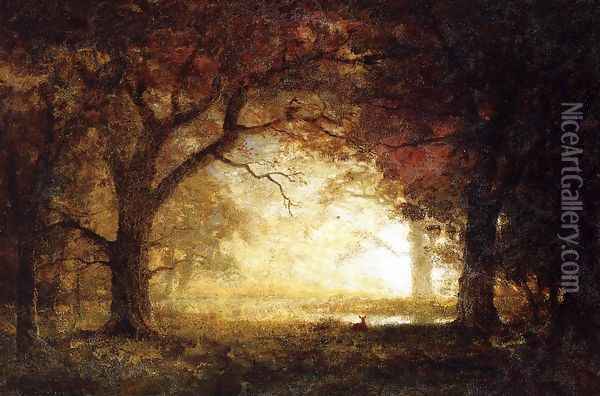 Forest Sunrise Oil Painting - Albert Bierstadt