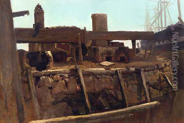 Wharf Scene Oil Painting - Albert Bierstadt