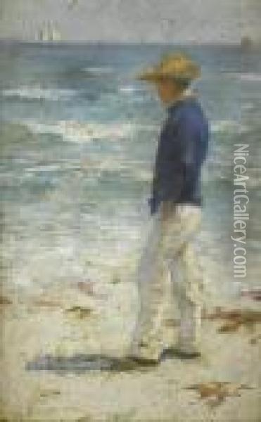 Looking Out To Sea Oil Painting - Henry Scott Tuke