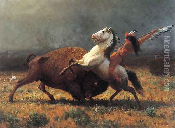 The Last of the Buffalo II Oil Painting - Albert Bierstadt