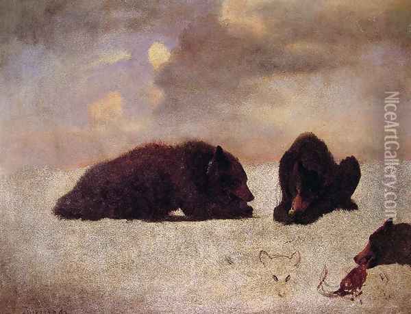 Grizzly Bears Oil Painting - Albert Bierstadt