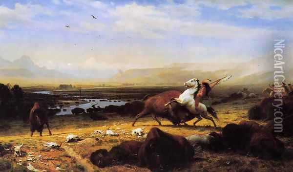 The Last Of The Buffalo Oil Painting - Albert Bierstadt