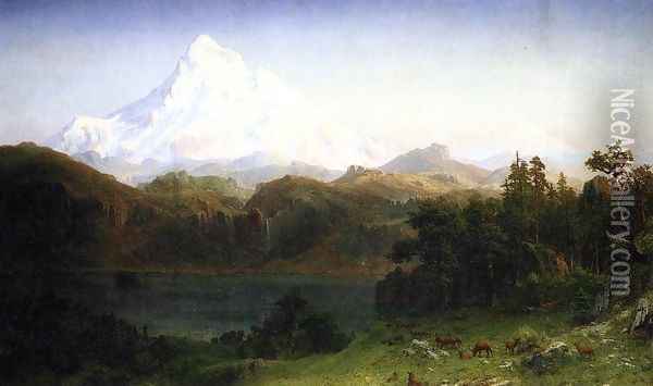 Mount Hood, Oregon Oil Painting - Albert Bierstadt