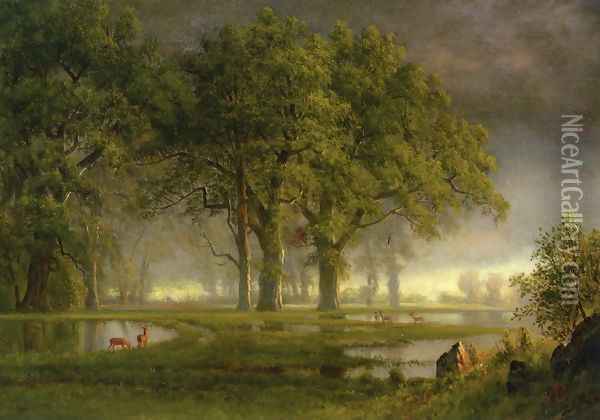 Sunglow Oil Painting - Albert Bierstadt
