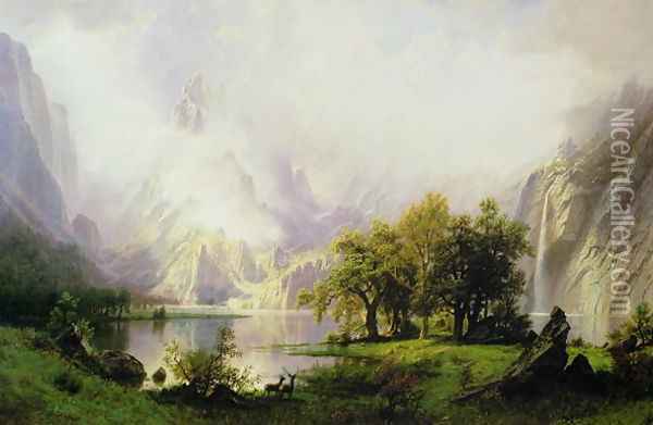 Rocky Mountain Landscape, 1870 Oil Painting - Albert Bierstadt