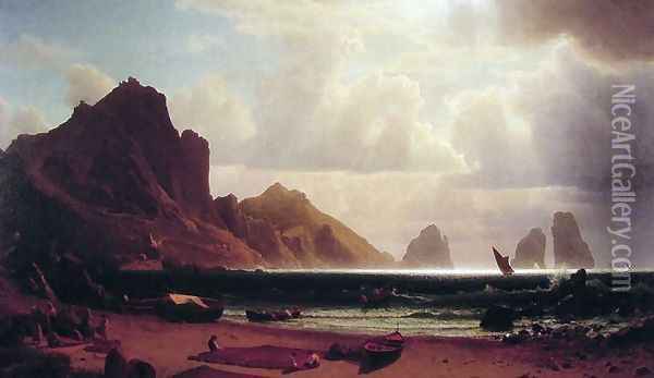 The Marina Piccola, Capri Oil Painting - Albert Bierstadt