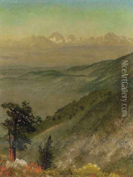 Wasatch Mountains Oil Painting - Albert Bierstadt
