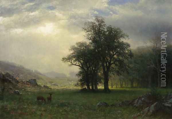 The Open Glen Oil Painting - Albert Bierstadt