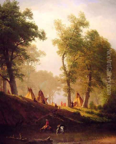 The Wolf River, Kansas Oil Painting - Albert Bierstadt