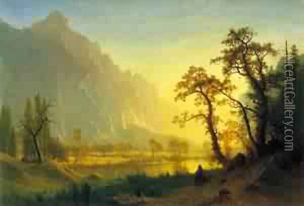 Sunrise Yosemite Valley Oil Painting - Albert Bierstadt