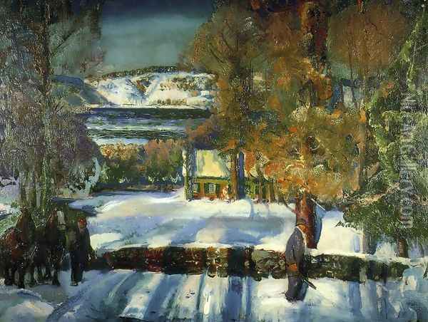 Winter Road Oil Painting - George Wesley Bellows