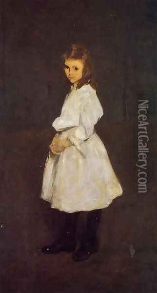 Little Girl in White (or Queenie Barnett) Oil Painting - George Wesley Bellows