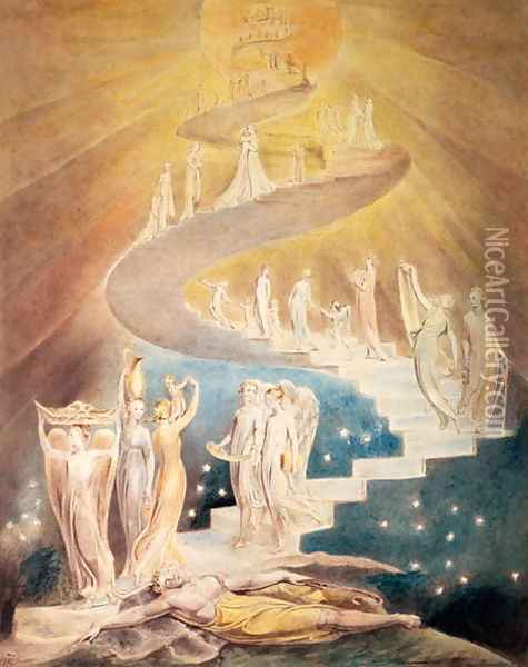 Jacob's Ladder Oil Painting - William Blake