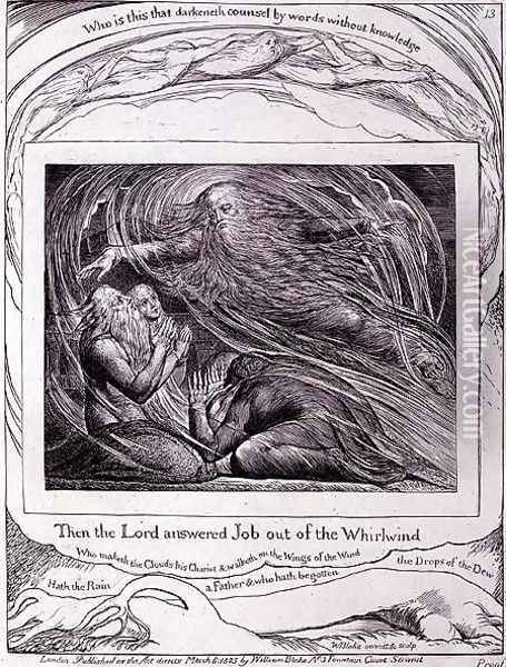 'Then the Lord Answered Job out of the Whirlwind' 1825 Oil Painting - William Blake
