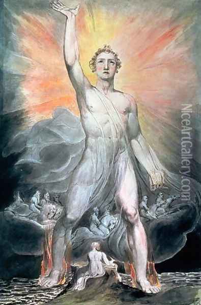 The Angel of Revelation, c.1805 Oil Painting - William Blake