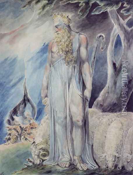 Moses and the Burning Bush Oil Painting - William Blake
