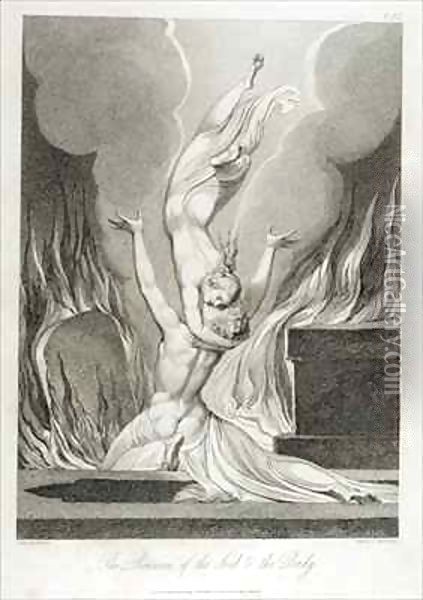 The reunion of the soul and the body (The re-union of soul and body) Oil Painting - William Blake