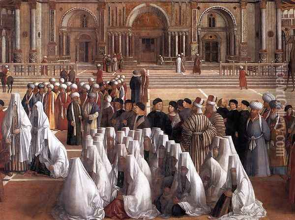 Sermon of St Mark in Alexandria (detail) 1504-07 Oil Painting - Giovanni Bellini