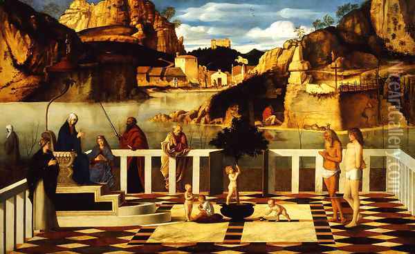 Allegoria sacra circa 1485 1488 tavola Oil Painting - Giovanni Bellini