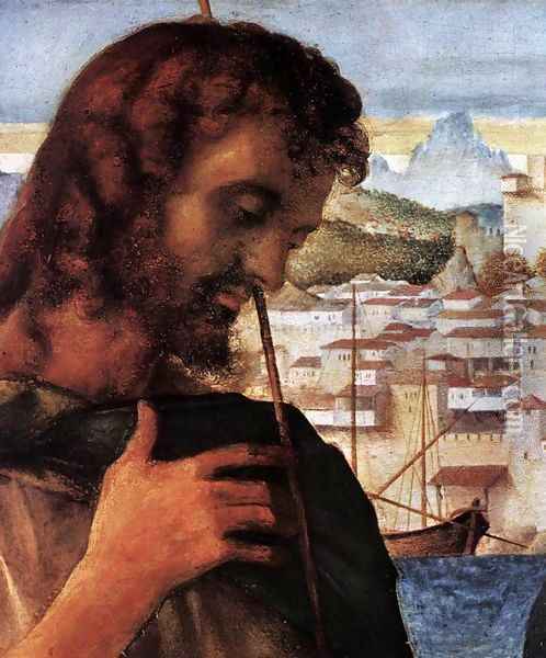 Madonna and Child with St John the Baptist and a Saint (detail) Oil Painting - Giovanni Bellini