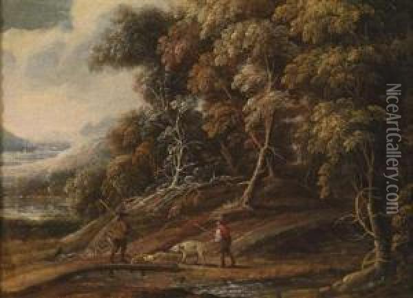 Encounter At The Edge Of A Forest Oil Painting - Denys Van Alsloot