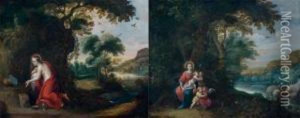 Vierge A L'enfant Avec Saint Jean-baptiste Et Des Anges Oil Painting - Pieter Van Avont