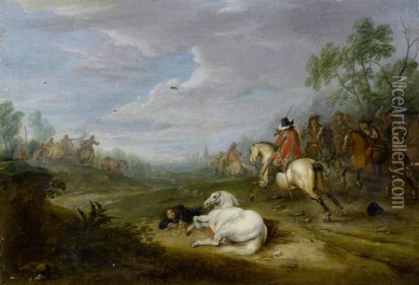 Equestrian Battle Oil Painting - Adam Frans van der Meulen