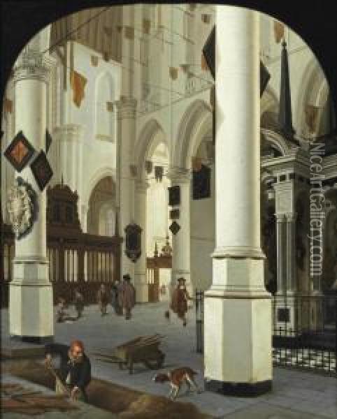 Interior Of The Nieuwe Kerk, Delft Oil Painting - Hendrick Van Vliet
