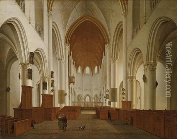 Innenraum Der Kirche St. Bavo In Haarlem Oil Painting - Hendrick Van Vliet