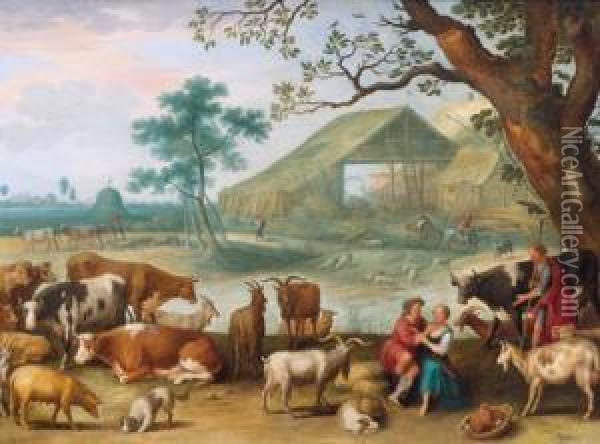 Paesaggio Con Pastore E Gregge Oil Painting - Willem van, the Younger Nieulandt