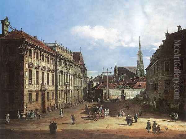 Vienna, the Lobkowitzplatz Oil Painting - Bernardo Bellotto