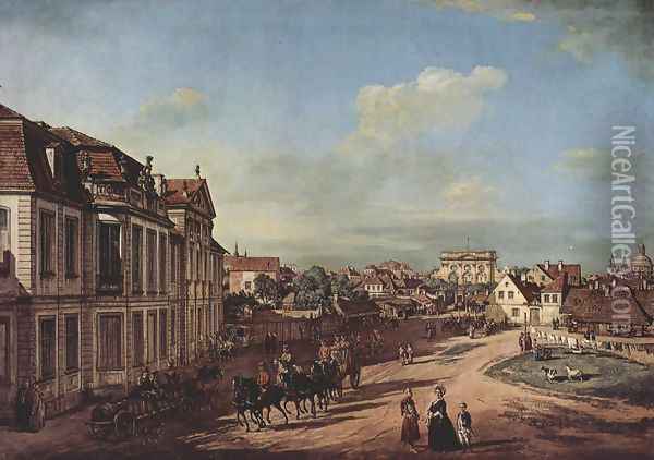 View from Warsaw Castle Lubomorski and Eiseren, Tor Court, from the west Oil Painting - Bernardo Bellotto