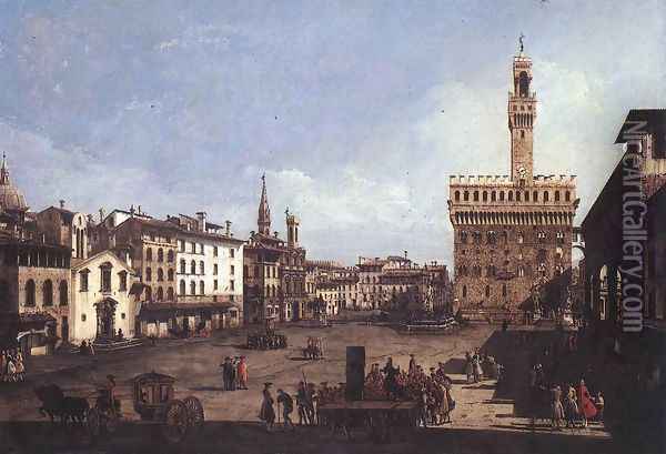 Signoria Square in Florence Oil Painting - Bernardo Bellotto