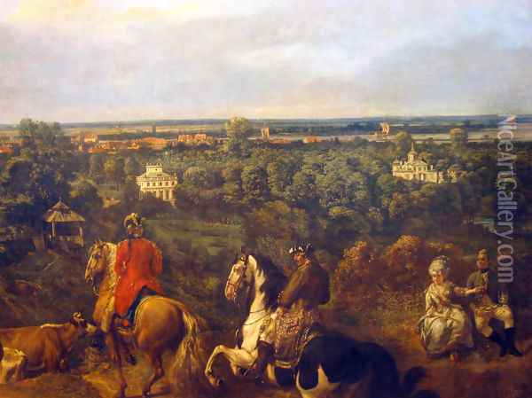 view on Lazienki in Warsaw Oil Painting - Bernardo Bellotto