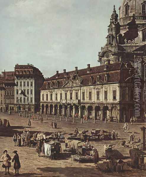 View of Dresden, the Neumarkt the street from Moritz, Detail Oil Painting - Bernardo Bellotto