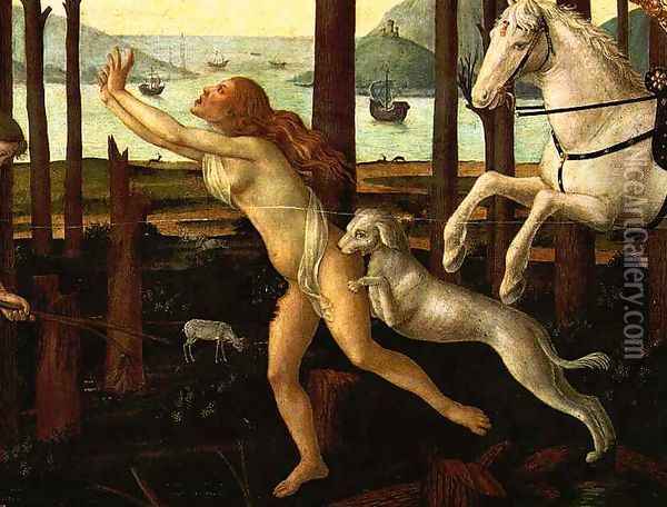 The Story of Nastagio degli Onesti (detail 2 of the first episode) Oil Painting - Sandro Botticelli