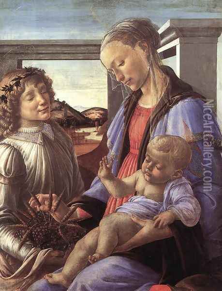 Madonna and Child with an Angel c. 1470 Oil Painting - Sandro Botticelli