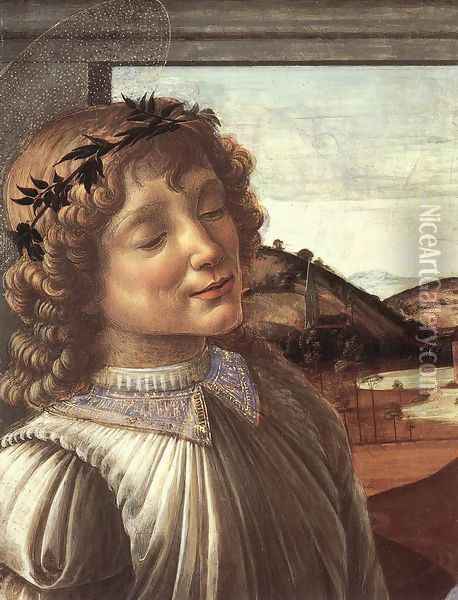 Madonna and Child with an Angel (detail) c. 1470 Oil Painting - Sandro Botticelli