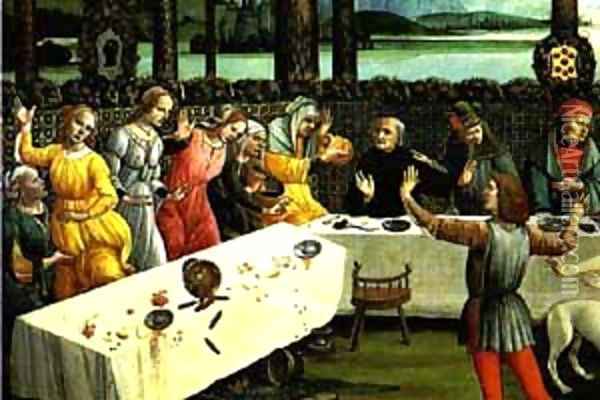 The Story Of Nastagio Degli Onesti (Detail Of The Third Episode) 1483 Oil Painting - Sandro Botticelli