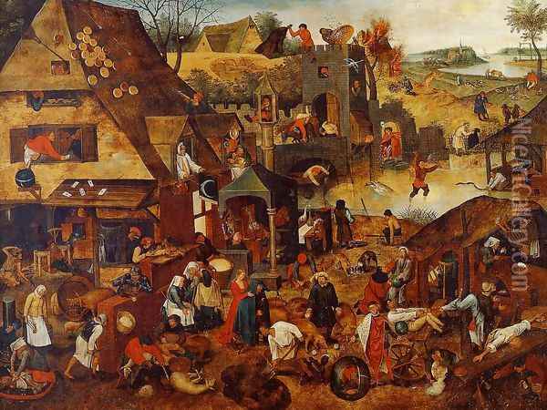 Flemish Proverbs Oil Painting - Pieter the Elder Bruegel