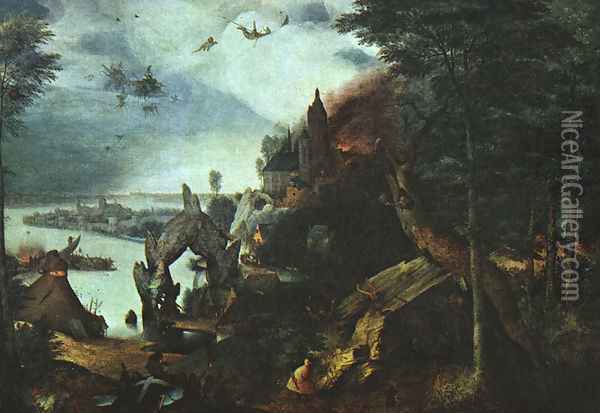Landscape with the Temptation of Saint Anthony 1555-58 Oil Painting - Pieter the Elder Bruegel